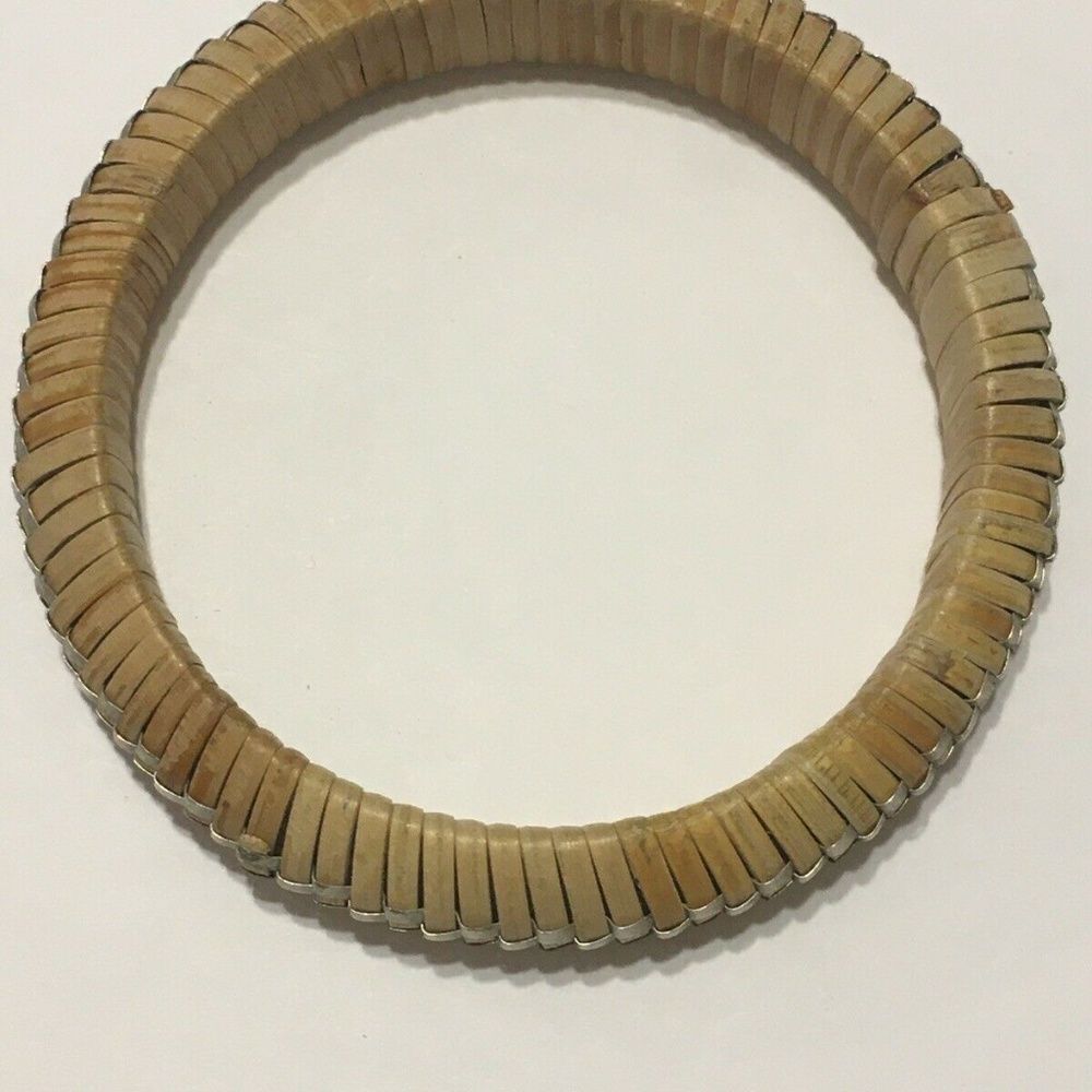 Bohemian Artisan Bamboo Bangle bracelet woven wood - Picture 4 of 7